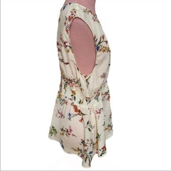 Farm Rio for Anthropologie Smocked Sleeveless Blouse in Ivory Size XS NWOT - Picture 9 of 13